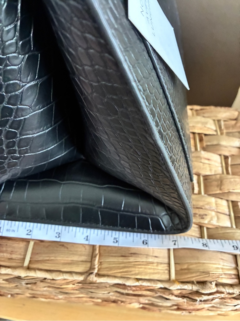 NWT Modern Picnic Large Luncher Black Croc Vegan Leather Lunch Bag - Picture 14 of 14